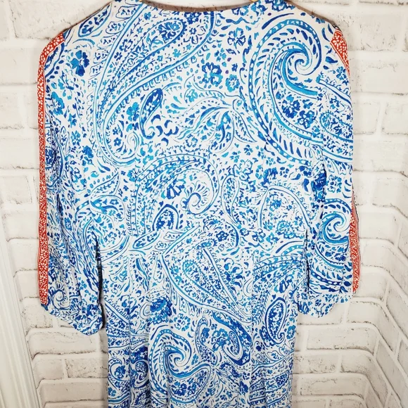 Zara printed tunic midi maxi dress white xs small nwt - Picture 5 of 7